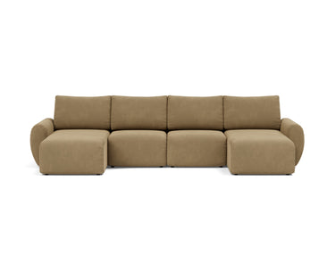 Norum sovesofa U-form med Curve armlæn i 860 Yogia Olive Brown, set forfra