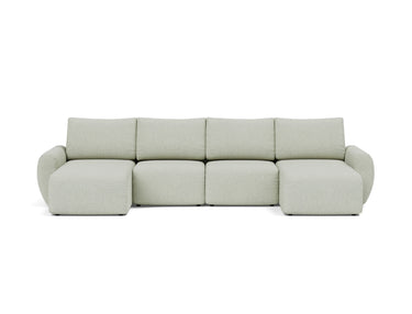 Norum sovesofa U-form med Curve armlæn i 888 Mozart Slate Brown, set forfra