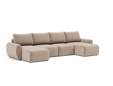 Norum sovesofa U-form med Curve armlæn i 417 Esina Mocha, set skråt forfra