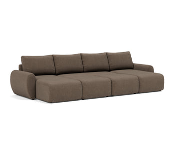 Norum sovesofa U-form med Curve armlæn i 411 Esina Cedar Brown, som lounger