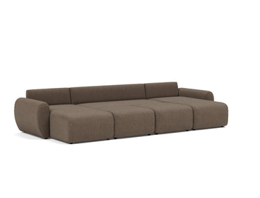 Norum sovesofa U-form med Curve armlæn i 411 Esina Cedar Brown, slået ud til seng