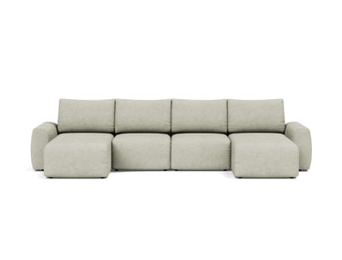 Norum sovesofa U-form med Chunky armlæn i 280 Avella Sand, set forfra