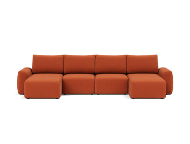 Norum sovesofa U-form med Chunky armlæn i 412 Esina Rust, set forfra