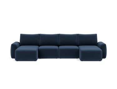 Norum sovesofa U-form med Chunky armlæn i 414 Esina Indigo Blue, set forfra