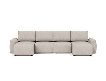 Norum sovesofa U-form med Chunky armlæn i 471 Yuveno Sand, set forfra