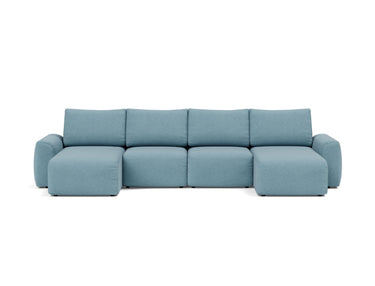 Norum sovesofa U-form med Chunky armlæn i 525 Mixed Dance Light Blue, set forfra