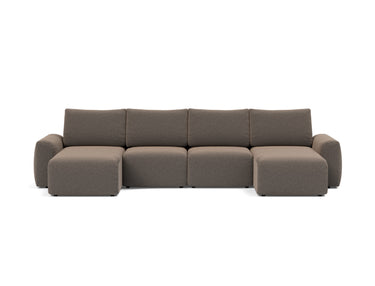 Norum sovesofa U-form med Chunky armlæn i 530 Bouclé Taupe, set forfra