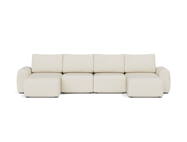 Norum sovesofa U-form med Chunky armlæn i 531 Bouclé Off White, set forfra