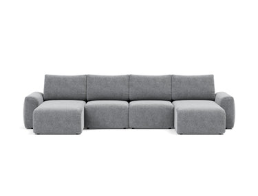 Norum sovesofa U-form med Chunky armlæn i 565 Twist Granite, set forfra