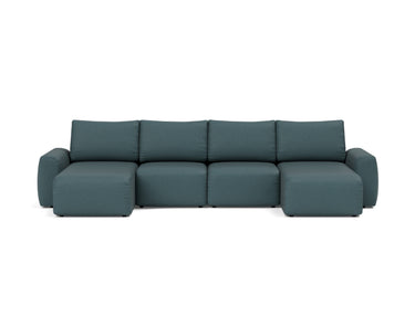 Norum sovesofa U-form med Chunky armlæn i 851 Mahoga Dark Blue, set forfra