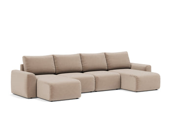 Norum sovesofa U-form med Chunky armlæn i 417 Esina Mocha, set skråt forfra