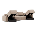 Norum sovesofa U-form med Chunky armlæn i 417 Esina Mocha, med åben opbevaring