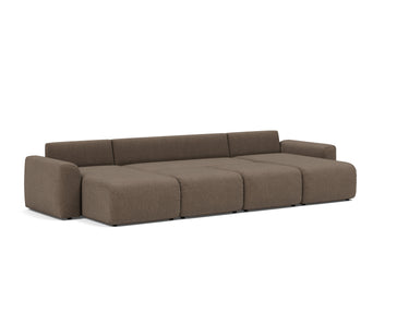 Norum sovesofa U-form med Chunky armlæn i 411 Esina Cedar Brown, slået ud til seng