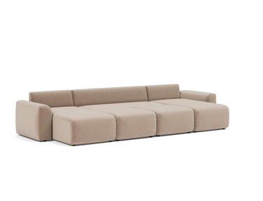 Norum sovesofa U-form med Chunky armlæn i 417 Esina Mocha, slået ud til seng