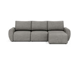 Norum sovesofa med chaiselong og Curve armlæn i 282 Avella Warm Grey, set forfra