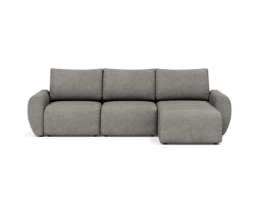 Norum sovesofa med chaiselong og Curve armlæn i 282 Avella Warm Grey, set forfra