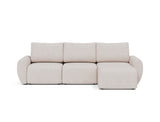 Norum sovesofa med chaiselong og Curve armlæn i 300 Weda Sand, set forfra