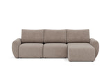 Norum sovesofa med chaiselong og Curve armlæn i 318 Cordufine Beige, set forfra