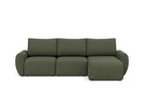 Norum sovesofa med chaiselong og Curve armlæn i 353 Taura Forest, set forfra