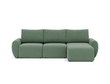 Norum sovesofa med chaiselong og Curve armlæn i 518 Elegance Green, set forfra