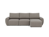 Norum sovesofa med chaiselong og Curve armlæn i 521 Mixed Dance Grey, set forfra