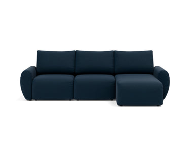 Norum sovesofa med chaiselong og Curve armlæn i 528 Mixed Dance Blue, set forfra