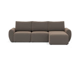 Norum sovesofa med chaiselong og Curve armlæn i 530 Bouclé Taupe, set forfra