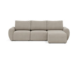 Norum sovesofa med chaiselong og Curve armlæn i 579 Kenya Gravel, set forfra