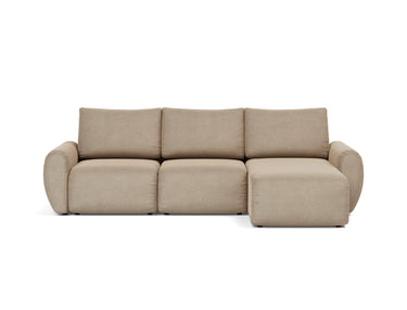 Norum sovesofa med chaiselong og Curve armlæn i 587 Phobos Mocha, set forfra