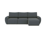Norum sovesofa med chaiselong og Curve armlæn i 894 Mozart Grey Bronze, set forfra