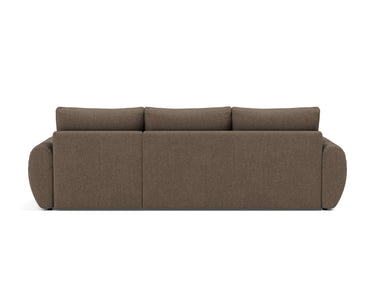 Norum sovesofa med chaiselong og Curve armlæn i 411 Esina Cedar Brown, set bagfra