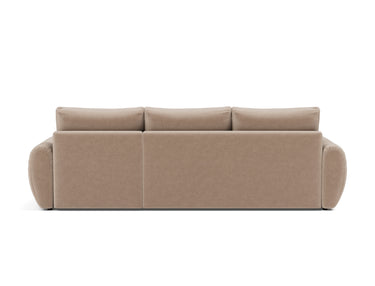 Norum sovesofa med chaiselong og Curve armlæn i 417 Esina Mocha, set bagfra
