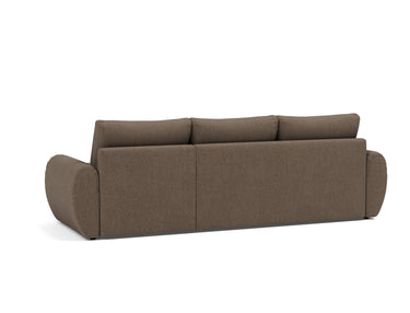 Norum sovesofa med chaiselong og Curve armlæn i 411 Esina Cedar Brown, set skråt bagfra