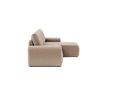 Norum sovesofa med chaiselong og Curve armlæn i 417 Esina Mocha, set fra siden