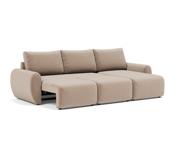 Norum sovesofa med chaiselong og Curve armlæn i 417 Esina Mocha, som lounger