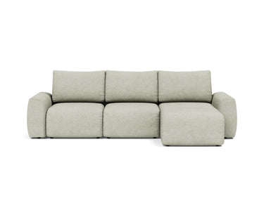 Norum sovesofa med chaiselong og Chunky armlæn i 280 Avella Sand, set forfra