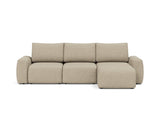 Norum sovesofa med chaiselong og Chunky armlæn i 356 Taura Sand, set forfra