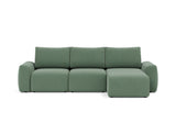 Norum sovesofa med chaiselong og Chunky armlæn i 518 Elegance Green, set forfra