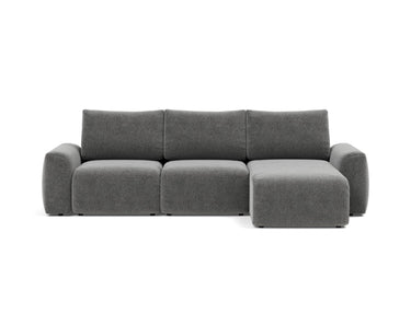 Norum sovesofa med chaiselong og Chunky armlæn i 563 Twist Charcoal, set forfra