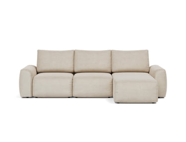 Norum sovesofa med chaiselong og Chunky armlæn i 586 Phobos Latte, set forfra