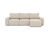 Norum sovesofa med chaiselong og Chunky armlæn i 612 Blida Sand Grey, set forfra