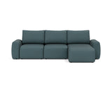 Norum sovesofa med chaiselong og Chunky armlæn i 851 Mahoga Dark Blue, set forfra