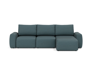 Norum sovesofa med chaiselong og Chunky armlæn i 851 Mahoga Dark Blue, set forfra