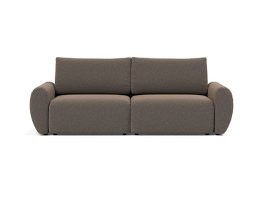 Norum sovesofa med Curve armlæn i 530 Bouclé Taupe, set forfra
