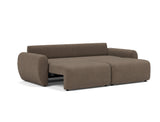 Norum sovesofa med Curve armlæn i 411 Esina Cedar Brown, slået ud til seng