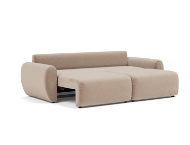 Norum sovesofa med Curve armlæn i 417 Esina Mocha, slået ud til seng