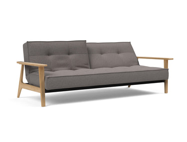 Splitback Frej sovesofa i 521 Mixed Dance Grey, med den ene ryghalvdel lænet tilbage