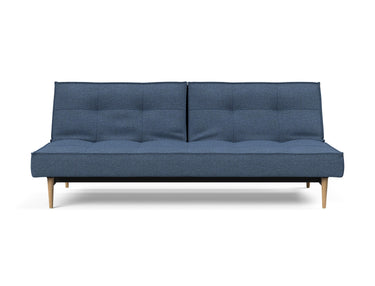 Splitback Styletto Light Wood sovesofa i 302 Weda Blue, set forfra