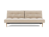 Splitback Styletto Light Wood sovesofa i 410 Esina Almond, set forfra