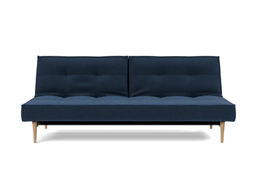 Splitback Styletto Light Wood sovesofa i 414 Esina Indigo Blue, set forfra